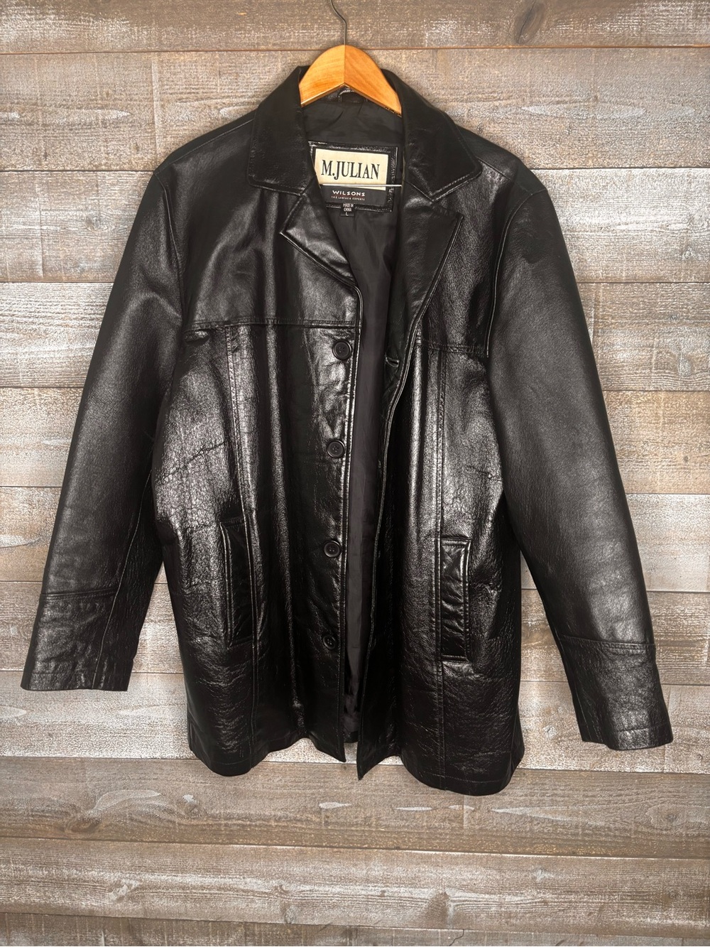 Wilsons Leather M.Julian vintage Black Leather car coat Jacket - Women large